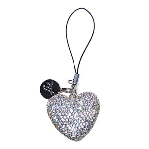 Rhinestone Heart Charm | White