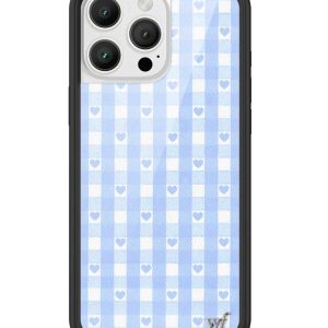 Gingham Hearts | Blue iPhone Case
